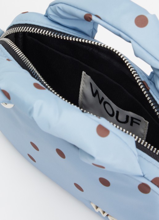 Wouf Dames Polka mini handtas met afneembare schouderriem in de kleur Blauwgrijs, maat: 1maat