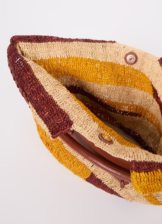 Ba&sh Dames Ara handtas van raffia in de kleur Camel