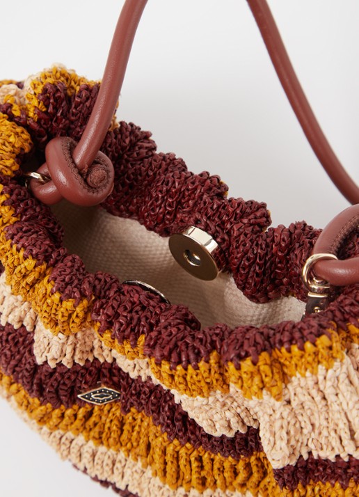 Ba&sh Dames Crossbodytas van raffia met leren details in de kleur Bruin