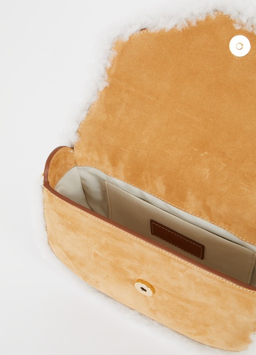 Ba&sh Dames Handtas van suède met afneembare schouderriem in de kleur Camel