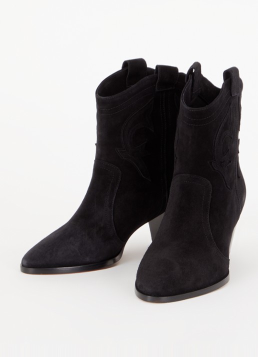 Ba&sh Dames New Casey cowboylaars van kalfssuède in de kleur Zwart