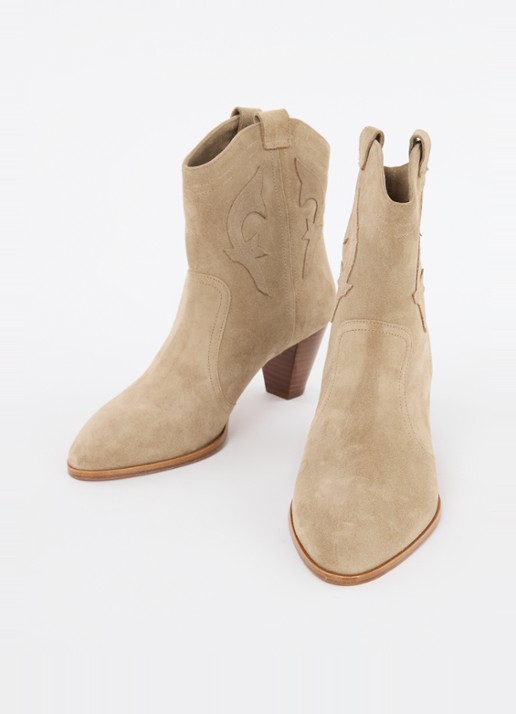 Ba&sh Dames New Casey cowboylaars van kalfssuède in de kleur Donkerbeige