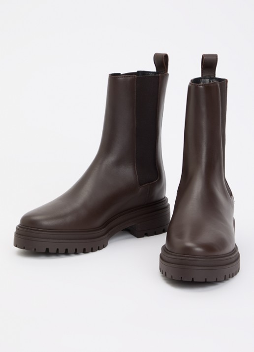 Ba&sh Dames Coda chelsea boot van leer in de kleur Donkerbruin