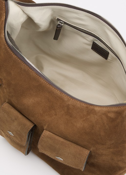 Ba&sh Dames Arya M crossbodytas van suède in de kleur Bruin
