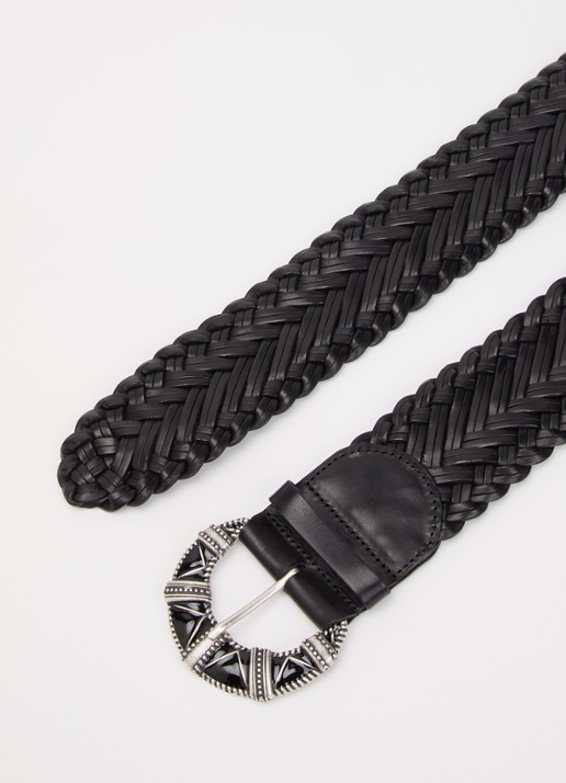 Ba&sh Dames Byron gevlochten riem van leer in de kleur Zwart