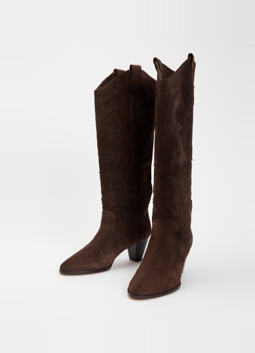 Ba&sh Dames Casey cowboylaars van suède in de kleur Bruin