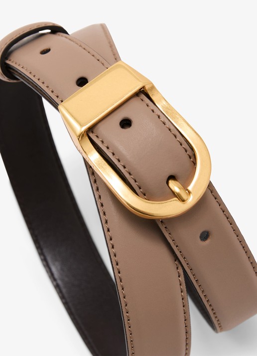 Reiss Dames Hazel riem van leer in de kleur Taupe / Beige
