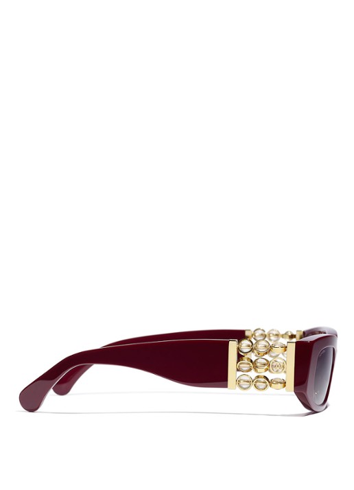 CHANEL Dames RECHTHOEKIGE ZONNEBRIL Donkerrood - Deal