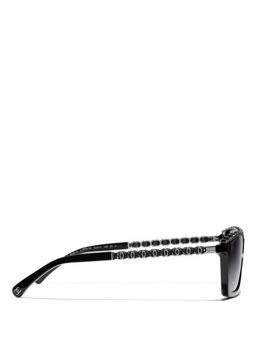 CHANEL Dames RECHTHOEKIGE ZONNEBRIL Zwart - Deal