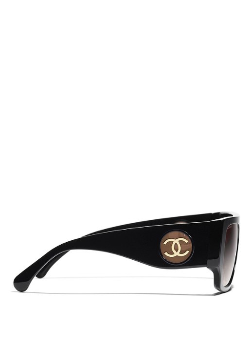 CHANEL Dames VIERKANTE ZONNEBRIL Zwart - Deal