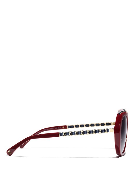 CHANEL Dames VLINDER ZONNEBRIL Bordeauxrood - Deal