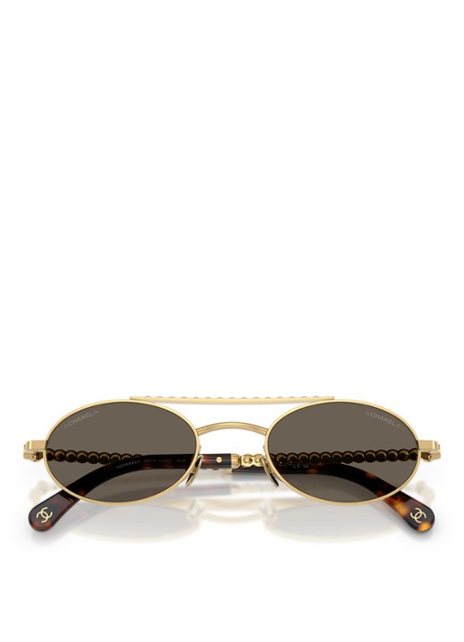 CHANEL Dames OVALE ZONNEBRIL Donkerbruin - Deal
