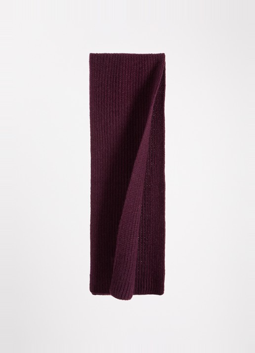 CLOSED Dames Grofgebreide sjaal in alpaca wolblend 190 x 30 cm in de kleur Aubergine