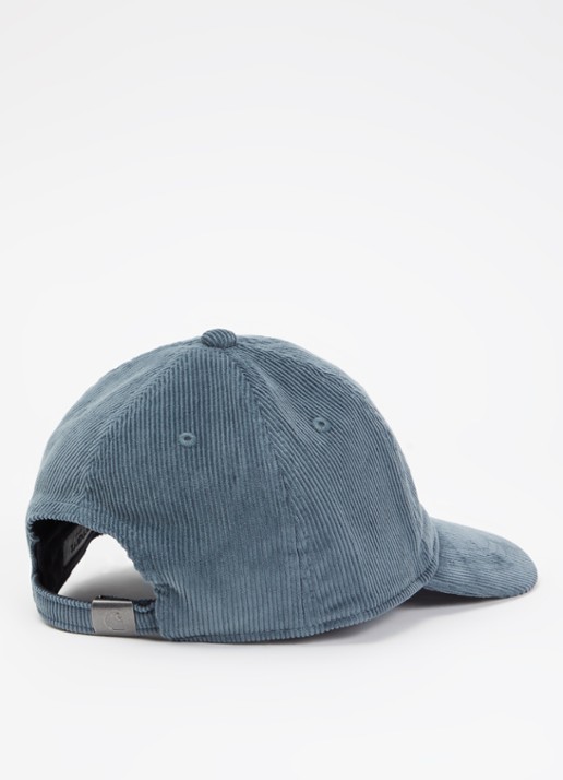 Carhartt WIP Heren Harlem pet van corduroy met logo in de kleur Staalblauw, maat: OS