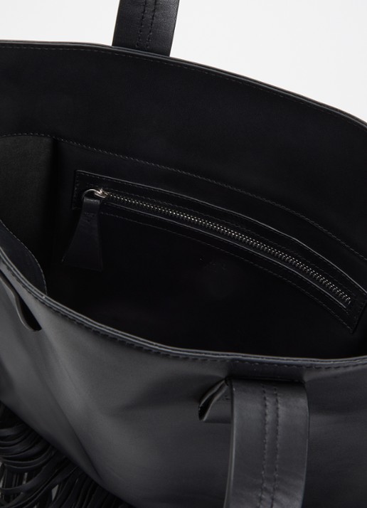 IRO Dames Paper Franges shopper van leer met franjes in de kleur Zwart