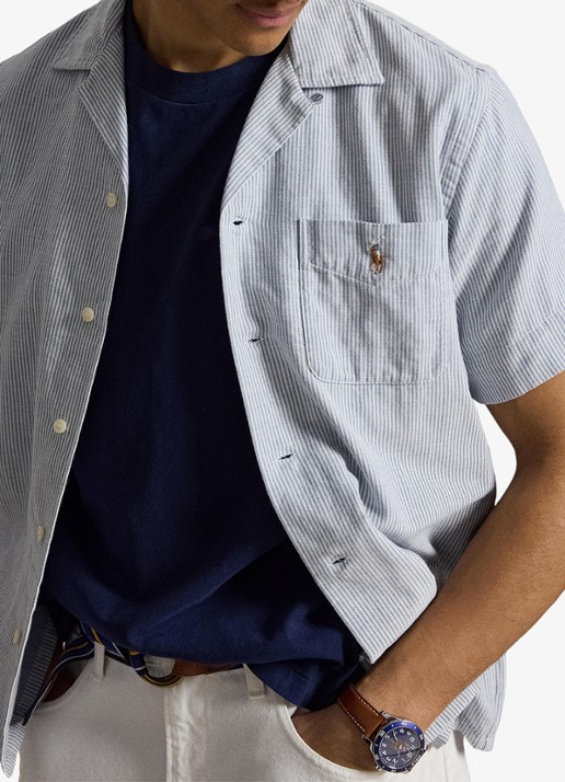 Ralph Lauren Heren Classic fit Oxford overhemd met streepprint in de kleur 7202 Blue Cream / Blauw