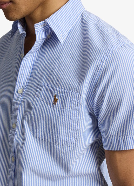 Ralph Lauren Heren Custom fit overhemd met streepprint en logoborduring in de kleur Blue/White / Blauw