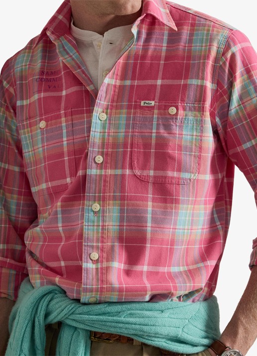 Ralph Lauren Heren Regular fit overhemd met ruitdessin in de kleur 7212 Pink Turquoise Multi-ZYIT