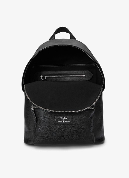 Ralph Lauren Heren Rugzak van leer met laptopvak in de kleur Black / Zwart