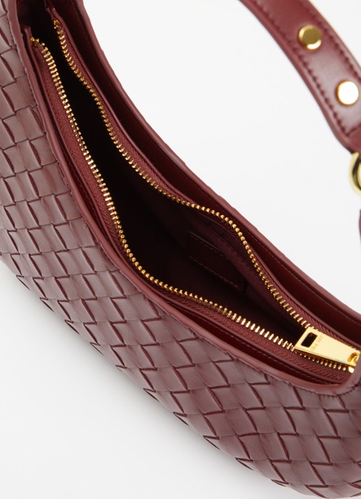 JW PEI Dames Harlee schoudertas met gevlochten detail in de kleur Bordeauxrood, maat: one size