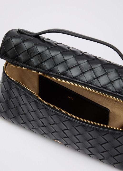 JW PEI Dames Thea handtas met gevlochten detail en afneembare schouderriem in de kleur Zwart, maat: one size