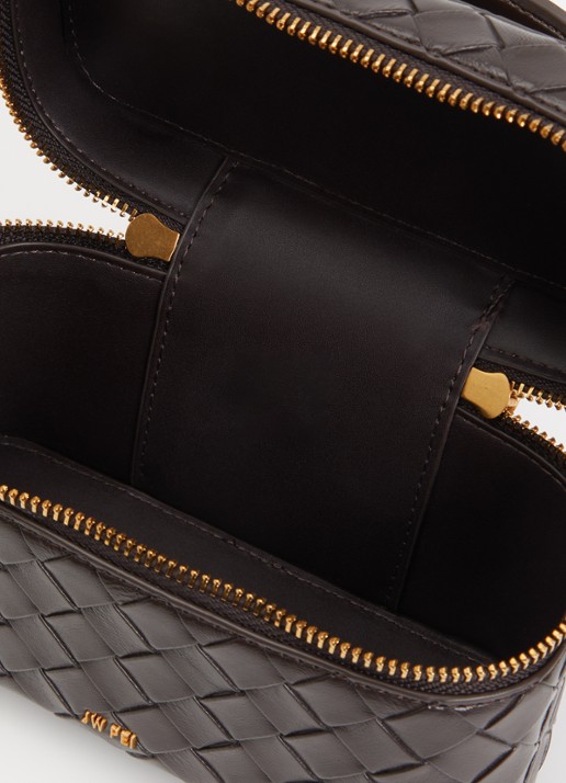 JW PEI Dames Cleo Woven Box handtas met afneembare schouderriem in de kleur Donkerbruin, maat: 1SZ