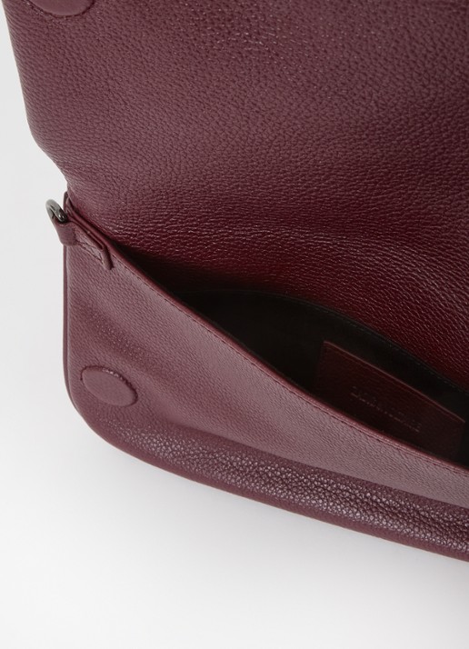 Zadig&Voltaire Dames Rock Grained clutch van leer met afneembare schouderriem in de kleur Aubergine