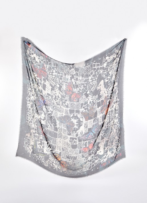 Zadig&Voltaire Dames Kerry sjaal met print 134 x 134 cm in de kleur Donkerblauw