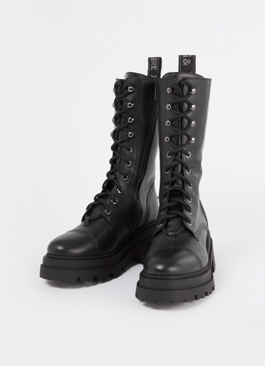Zadig&Voltaire Dames Ride bikerboot van leer in de kleur Zwart
