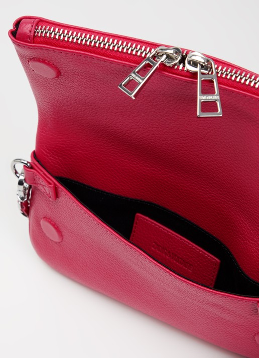 Zadig&Voltaire Dames Rock Nano clutch van leer met afneembare schouderriem in de kleur Donkerroze