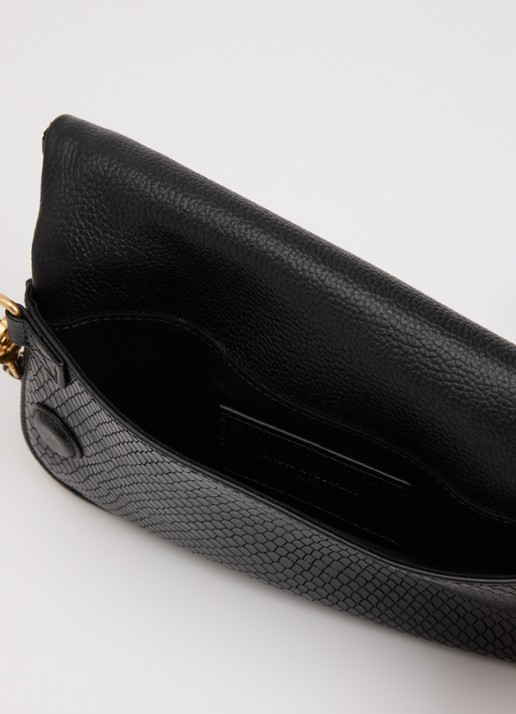 Zadig&Voltaire Dames Rock Soft Mini clutch van leer met slangenstructuur in de kleur Zwart