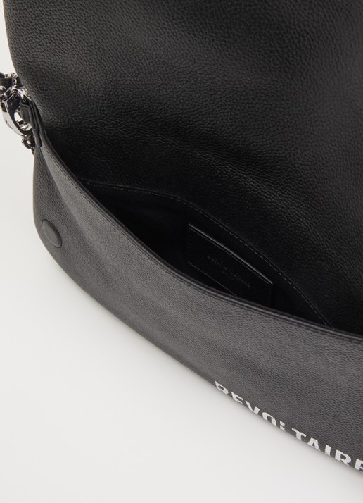 Zadig&Voltaire Dames Rock Arty Tag clutch van leer met afneembare schouderriem in de kleur Zwart