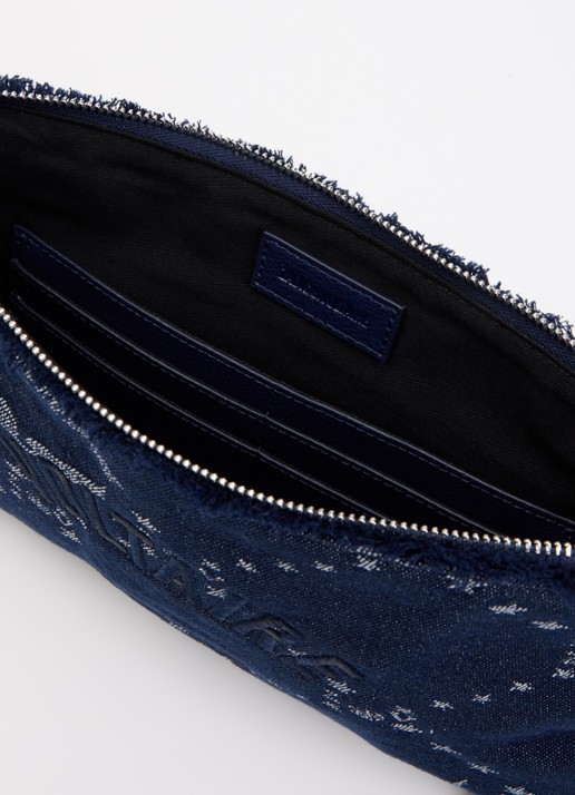 Zadig&Voltaire Dames Angel Denim Monogram clutch met logoborduring in de kleur Donkerblauw