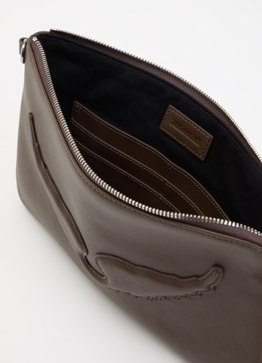 Zadig&Voltaire Dames Angel clutch van leer met logo in de kleur Bruin