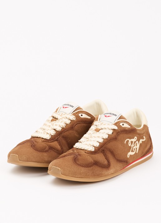 Zadig&Voltaire Dames Dance sneaker van suède in de kleur Cognac
