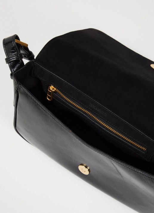 Zadig&Voltaire Dames Le Zouzou schoudertas van leer met verstelbare schouderriem in de kleur Zwart