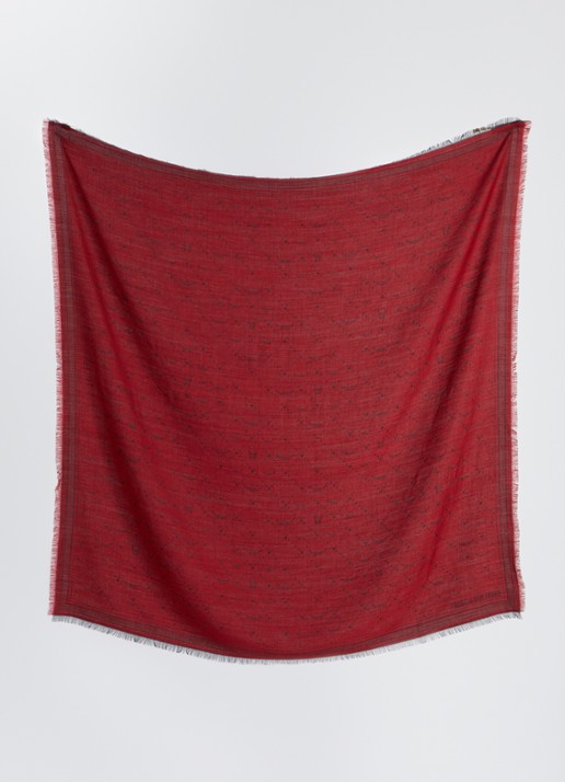 Zadig&Voltaire Dames Glenn sjaal in wolblend met jacquard dessin 140 x 140 cm in de kleur Donkerrood