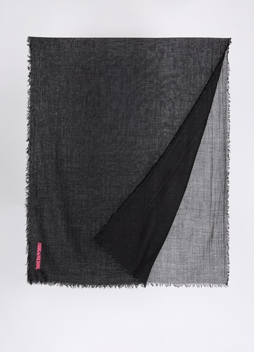Zadig&Voltaire Dames Nuage sjaal van kasjmierblend met logo 200 x 80 cm in de kleur Zwart