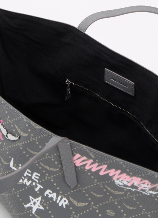 Zadig&Voltaire Dames Z shopper van leer met logoprint in de kleur Grijs