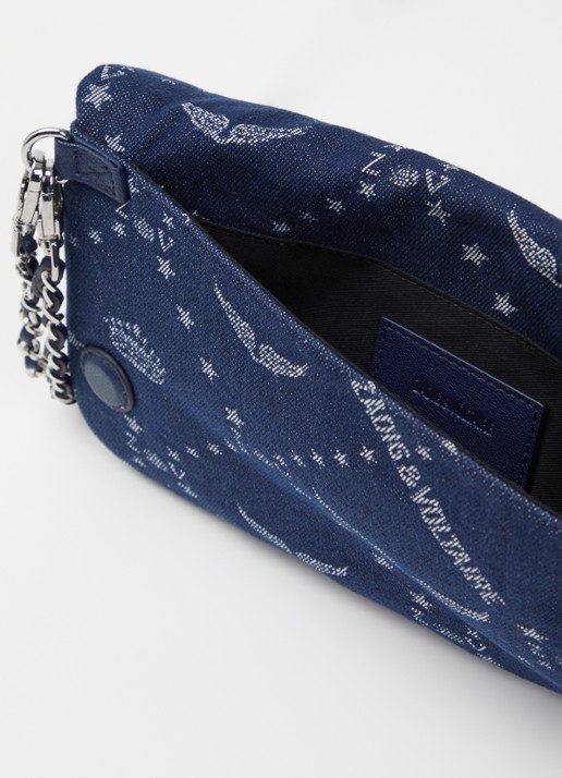 Zadig&Voltaire Dames Rock Denim Monogram clutch met afneembare schouderriem in de kleur Donkerblauw