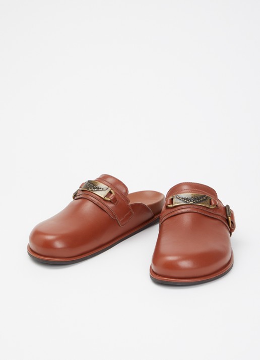 Zadig&Voltaire Dames Angie Gourmette muiltje van leer in de kleur Cognac