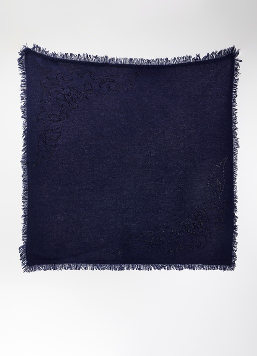 Zadig&Voltaire Dames Stevie sjaal van kasjmier met strass 90 x 90 cm in de kleur Donkerblauw