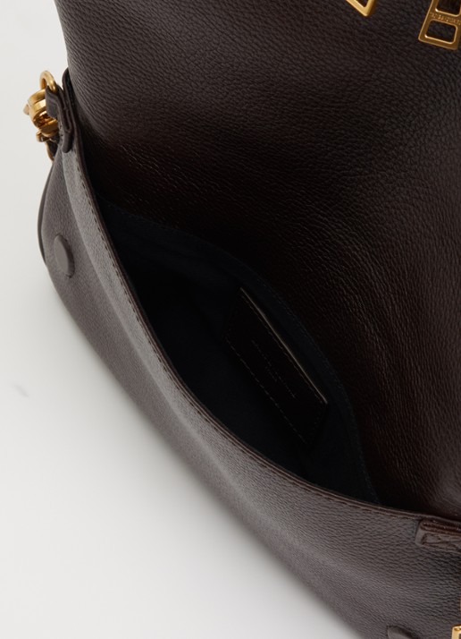 Zadig&Voltaire Dames Rock Grained clutch van leer met afneembare schouderriem in de kleur Bruin