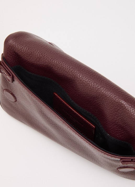 Zadig&Voltaire Dames Rock Mini clutch van leer met afneembare schouderriem in de kleur Bordeauxrood