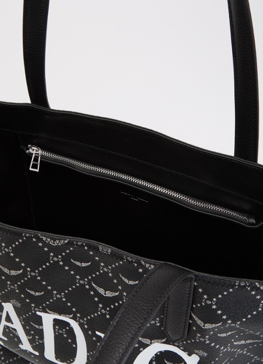Zadig&Voltaire Dames Z Shopper XL shopper van leer met logoprint in de kleur Grijs