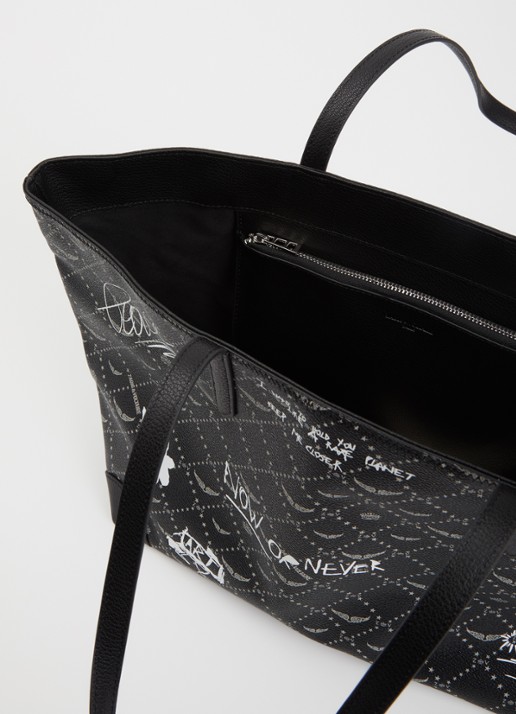 Zadig&Voltaire Dames Z shopper van leer met logoprint in de kleur Antraciet
