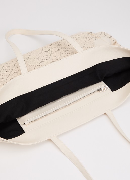 Zadig&Voltaire Dames Z shopper van leer met logoprint in de kleur Creme