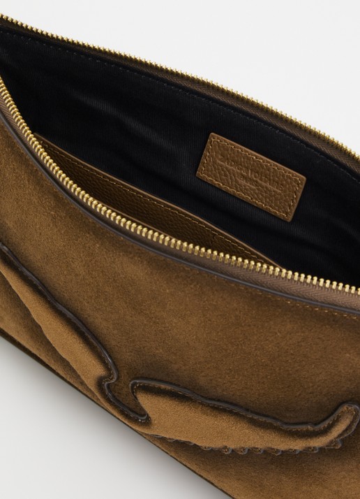 Zadig&Voltaire Dames Angel clutch van suède in de kleur Cognac