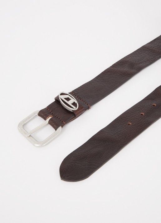 Diesel Heren Riem van leer met logo in de kleur Donkerbruin