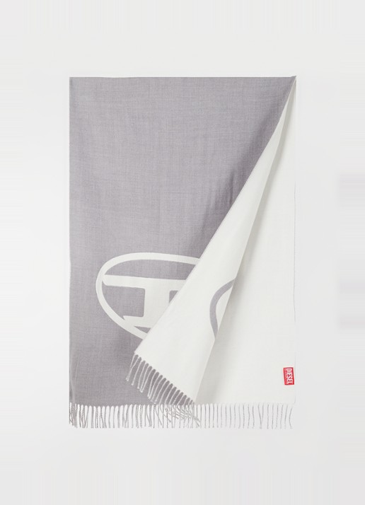 Diesel Heren S-Tevie sjaal in wolblend met logo 185 x 65 cm in de kleur Grijs